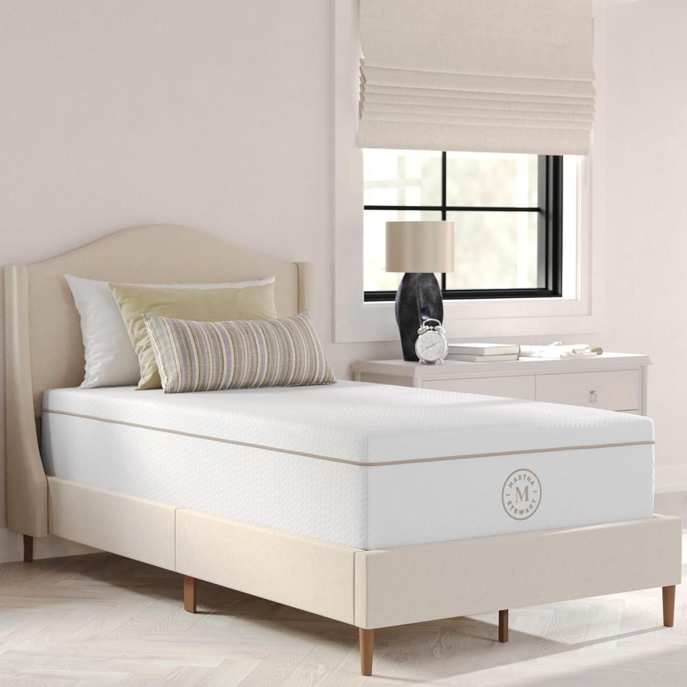 imageMartha Stewart SleepComplete Queen Mattress in a Box MediumPlush DualAction Cooling Gel Memory Foam Mattress Removable Coolweave Jacquard Cover 12 WhiteWhite
