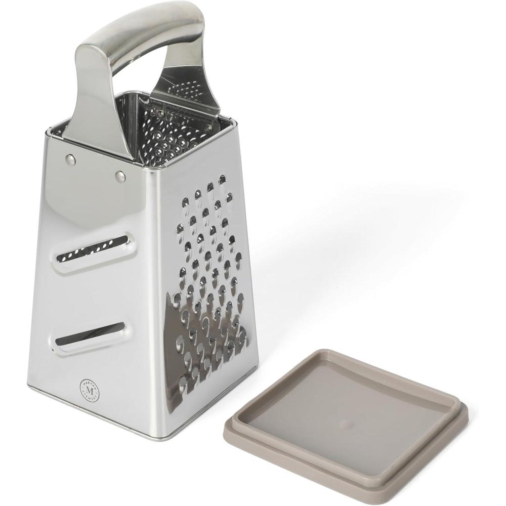 imageMartha Stewart Sprucedale 95Inch Stainless Steel 4Sided Box Grater Durable Kitchen Cheese and Food Grater with Multiple Grating SurfacesSprucedale 95 Box Grater