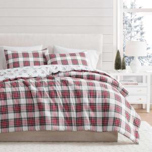 Martha Stewart – Twin Bedding Comforter Sets, Wonderfully Plush & Naturally Soft Cotton Flannel Bedding w/Matching Pillowcases, 2 Piece Bed Sets (Yuletide Spruce Plaid/Holiday Ribbons Red)(Yuletide Spruce Plaid/Holiday Ribbons Red)