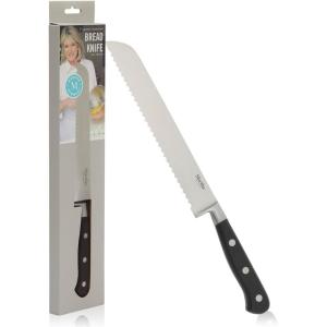 Martha Stewart Carverton 6″ Cleaver Knife, High Carbon Stainless Steel Kitchen Knives w/Black Triple Riveted Handle(Stainless Steel / Black Bread Knife)