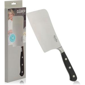 Martha Stewart Carverton 6″ Cleaver Knife, High Carbon Stainless Steel Kitchen Knives w/Black Triple Riveted Handle(Stainless Steel / Black Cleaver)