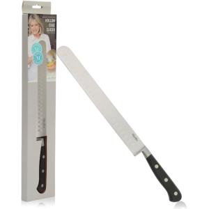 Martha Stewart Carverton 6″ Cleaver Knife, High Carbon Stainless Steel Kitchen Knives w/Black Triple Riveted Handle(Stainless Steel / Black Hollow Edge Slicer)