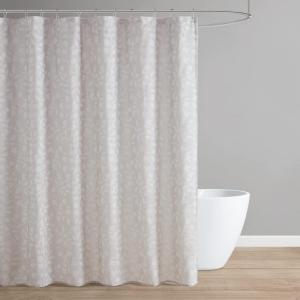 Martha Stewart Farmhouse Shower Curtain, Coastal Palm Design Fabric Shower Curtain Boho Style with Textured Pucker Weave, Modern Tropical Bathroom Décor, Machine Washable 72″ x 72″, Jenine Sage Green(Floral Linen Color)