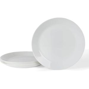 Martha Stewart Opalton 6-Piece 10-Inch Dinner Plates – Chip and Break Resistant Opal Glass Plates, Durable and Lightweight Dinnerware Set for Everyday Use