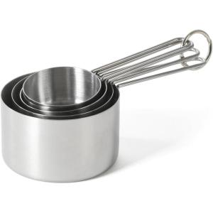 Martha Stewart Richburn 4-Piece Stainless Steel Measuring Cups Set – Durable and Accurate Kitchen Measuring Tools for Baking and Cooking(Silver)