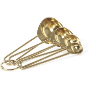 Martha Stewart Richburn 4-Piece Stainless Steel Measuring Spoons Set – Durable and Accurate Kitchen Measuring Tools for Baking and Cooking(Gold)
