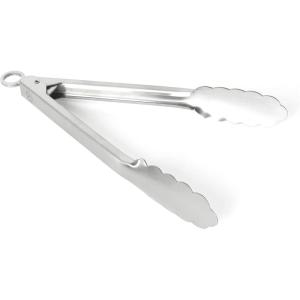Martha Stewart Richburn 9-Inch Stainless Steel Kitchen Tongs – Durable and Heat-Resistant Cooking and Serving Tool(Stainless Steel)