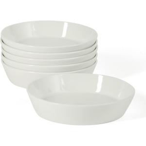 Martha Stewart Selma Chip & Scratch Resistant Dinnerware Set Service for 4 (16pcs) – White Plates and Bowls, Durable Dishwasher and Microwave Safe Dishes Set for Everyday Use(White (Pasta Bowls))