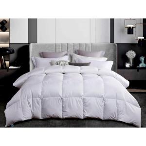 Martha Stewart White Down Feather Comforter Queen Size – 600 Fill Power 100% Cotton Down Duvet Insert, Made in USA, All Season Medium Warmth Comforter with Corner Loops – 90″ x 90″(White/Lightweight)