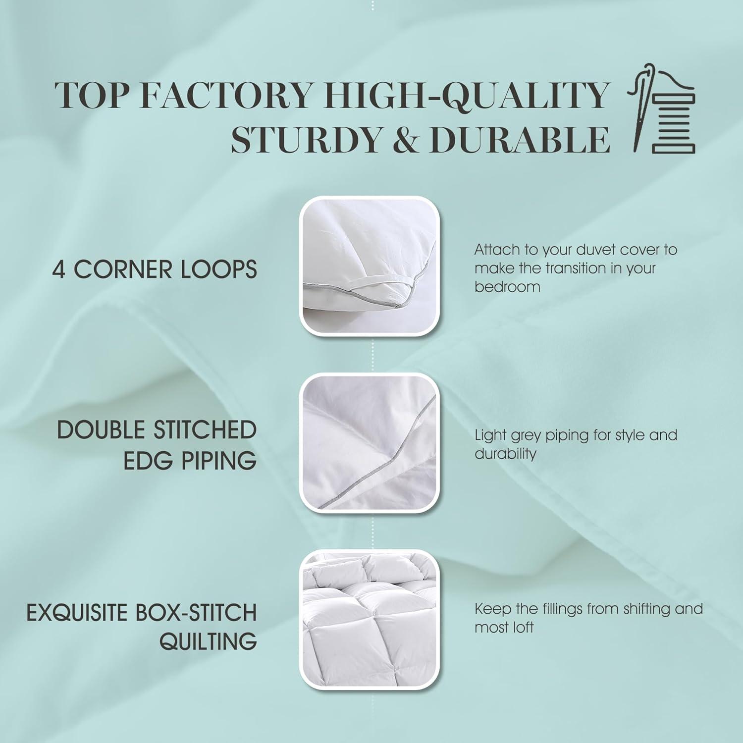 imageMartha Stewart 240 Thread Count White Goose Down and Feather Comforter All Season Warmth Duvet Insert with Corner Tabs Made in USA King SizeKing