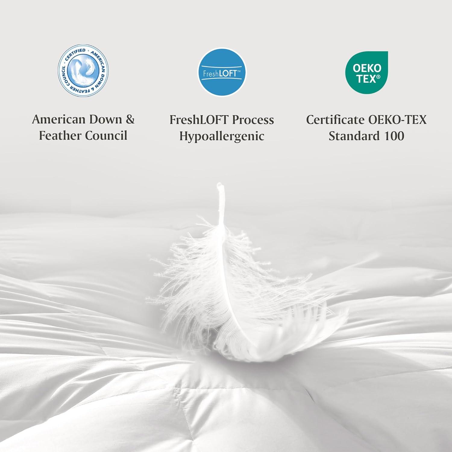 imageMartha Stewart 3 Inch White Down Feather Mattress Topper Full Size Fluffy White Feather Bed Topper 100 Cotton Cover Fabric Ultra Soft Pillow Top Featherbed for Bedroom 54 x 75Queen