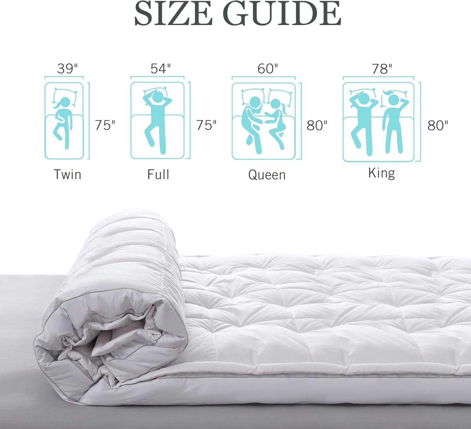 imageMartha Stewart 3 Inch White Down Feather Mattress Topper Full Size Fluffy White Feather Bed Topper 100 Cotton Cover Fabric Ultra Soft Pillow Top Featherbed for Bedroom 54 x 75Queen
