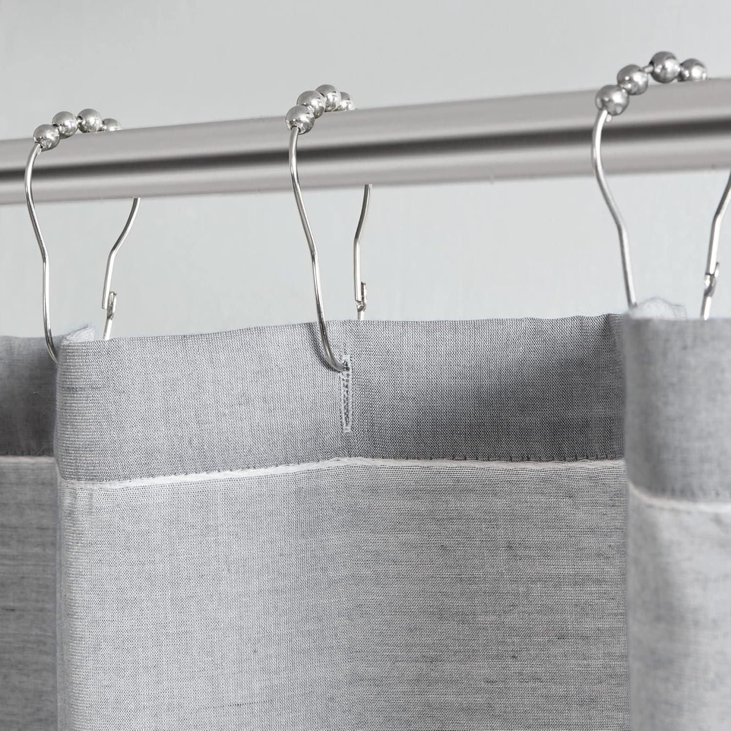 imageMartha Stewart Adrien Farmhouse Shower Curtain Neutral Color Striped Design with Pleated Accent Soft Woven Fabric Shower Curtain Boho Modern Bathroom Dcor Machine Washable 72 x 72 CharcoalCharcoal