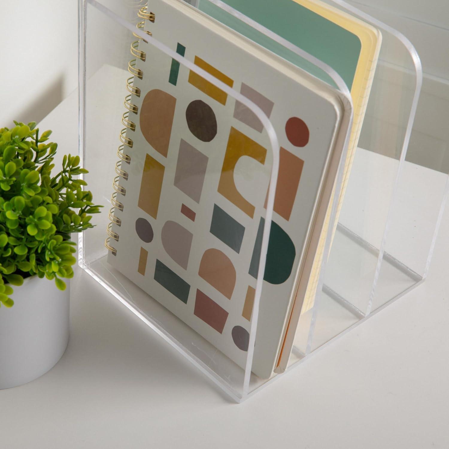 imageMartha Stewart Brody File Desktop Organizer 3 Section Desktop File Document Sorter Organizer File Organizer for Binders Folders Files 85 W x 65 D Clear