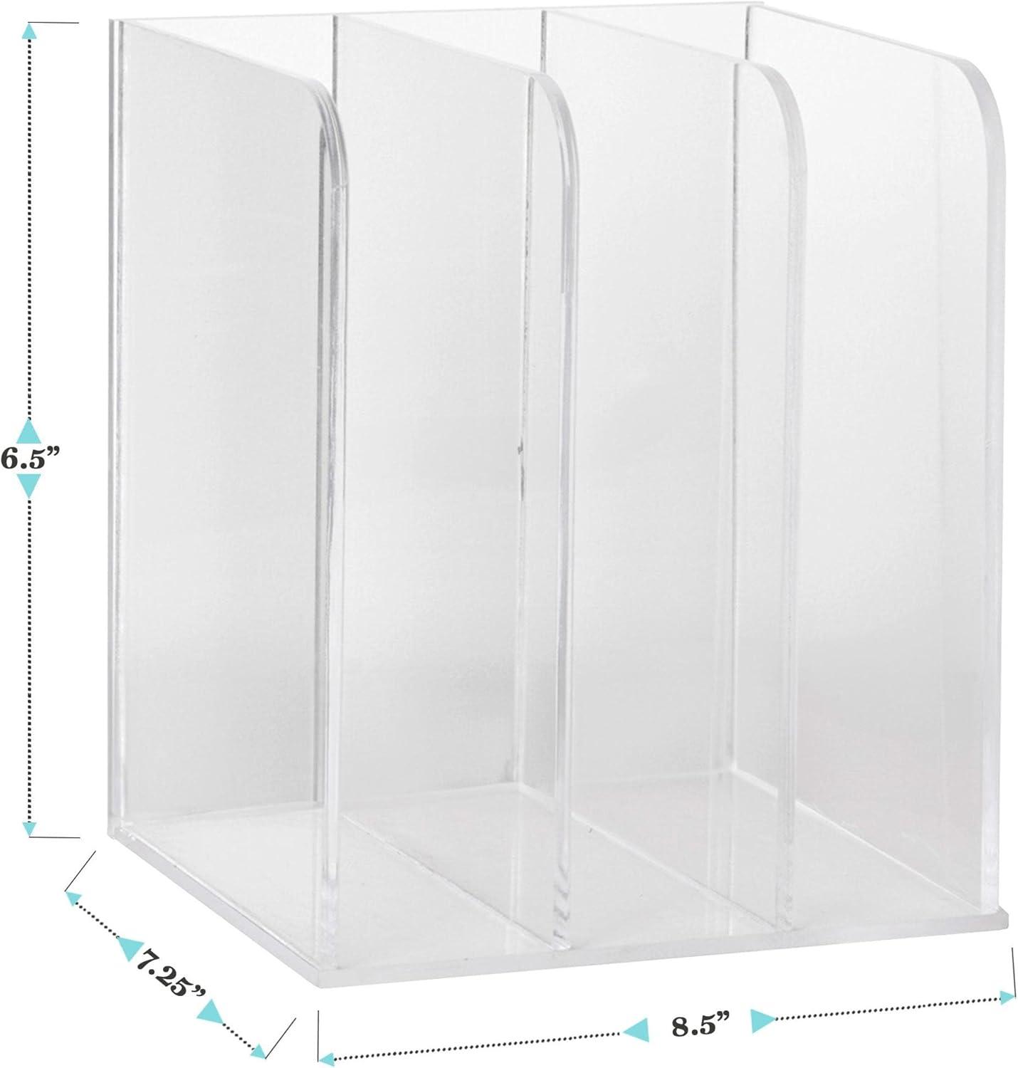 imageMartha Stewart Brody File Desktop Organizer 3 Section Desktop File Document Sorter Organizer File Organizer for Binders Folders Files 85 W x 65 D Clear