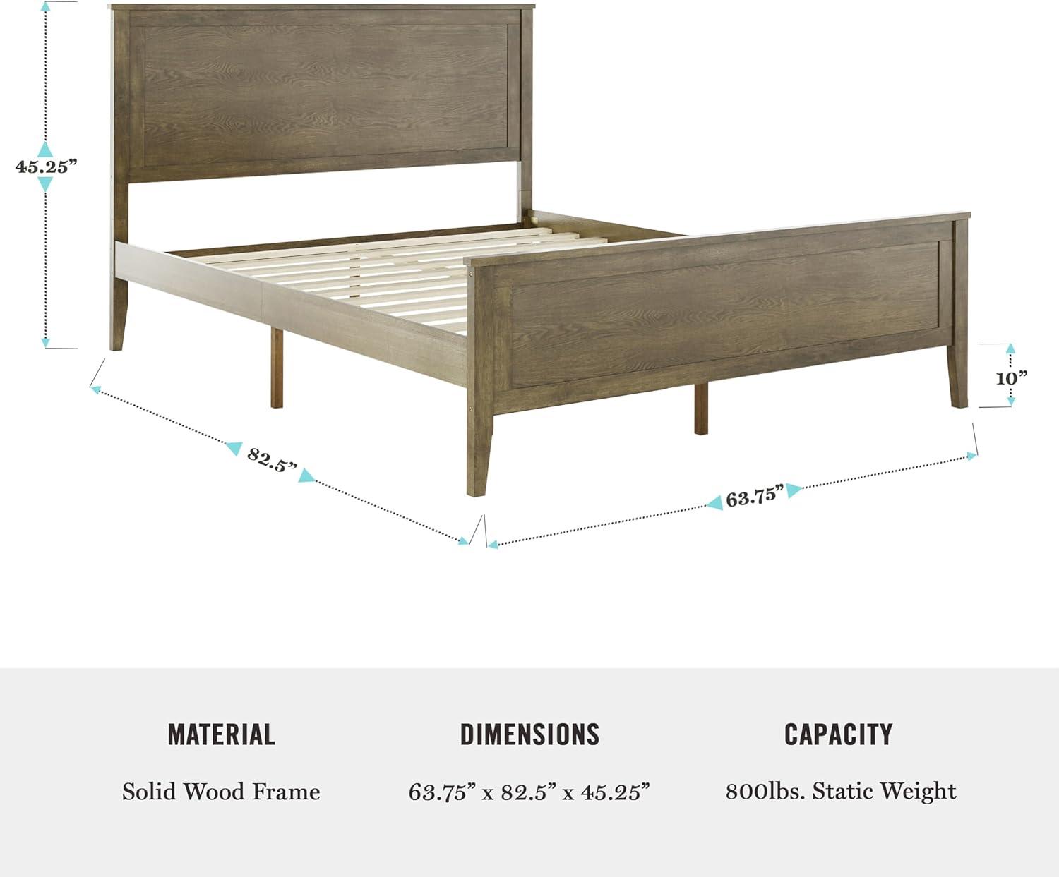 imageMartha Stewart Corbin Solid Wood Platform Bed with Wooden Headboard and Footboard Wood Slat Foundation No Box Spring Needed King Brown GrayBrown Gray