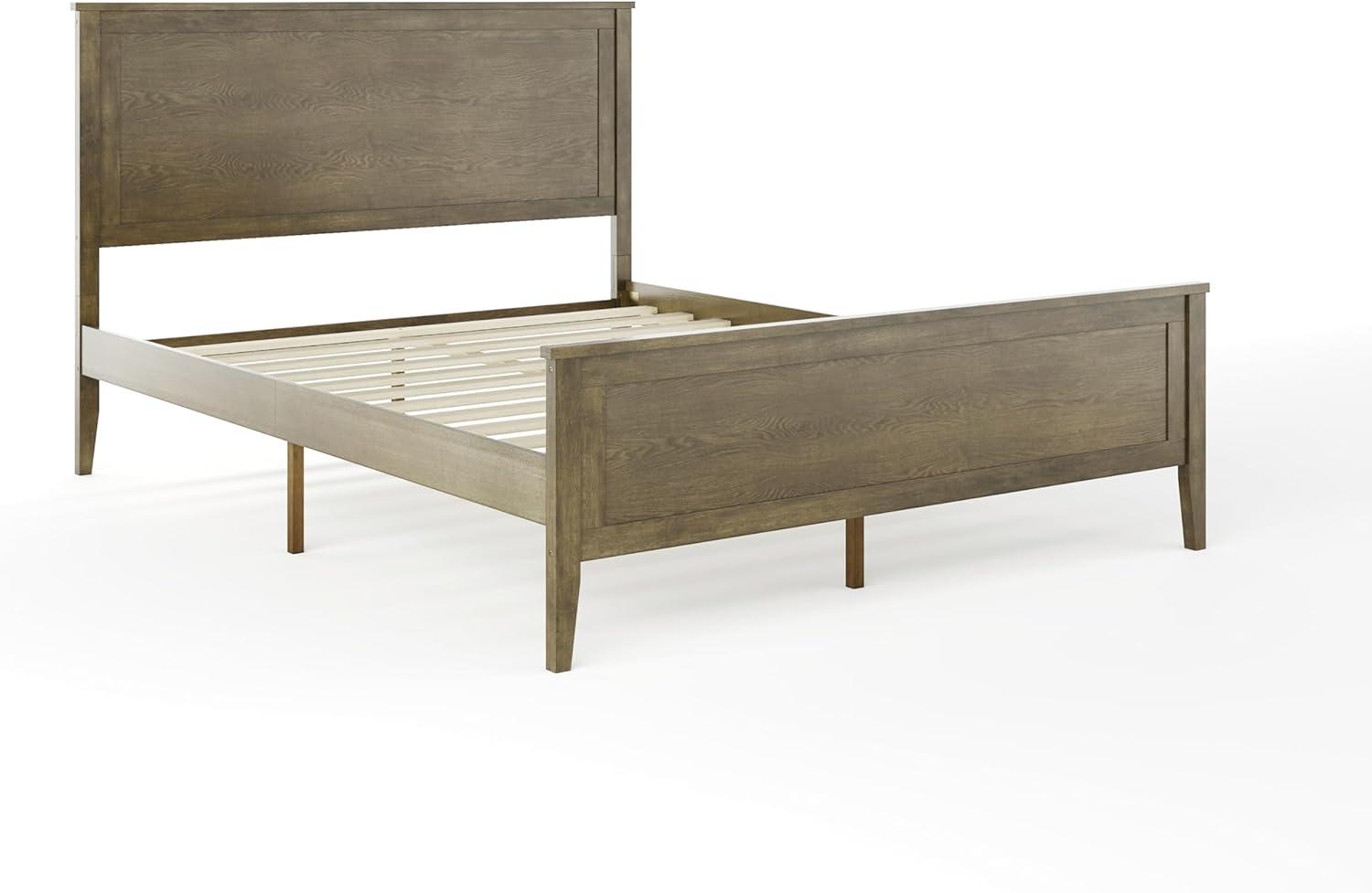 imageMartha Stewart Corbin Solid Wood Platform Bed with Wooden Headboard and Footboard Wood Slat Foundation No Box Spring Needed King Brown GrayBrown Gray
