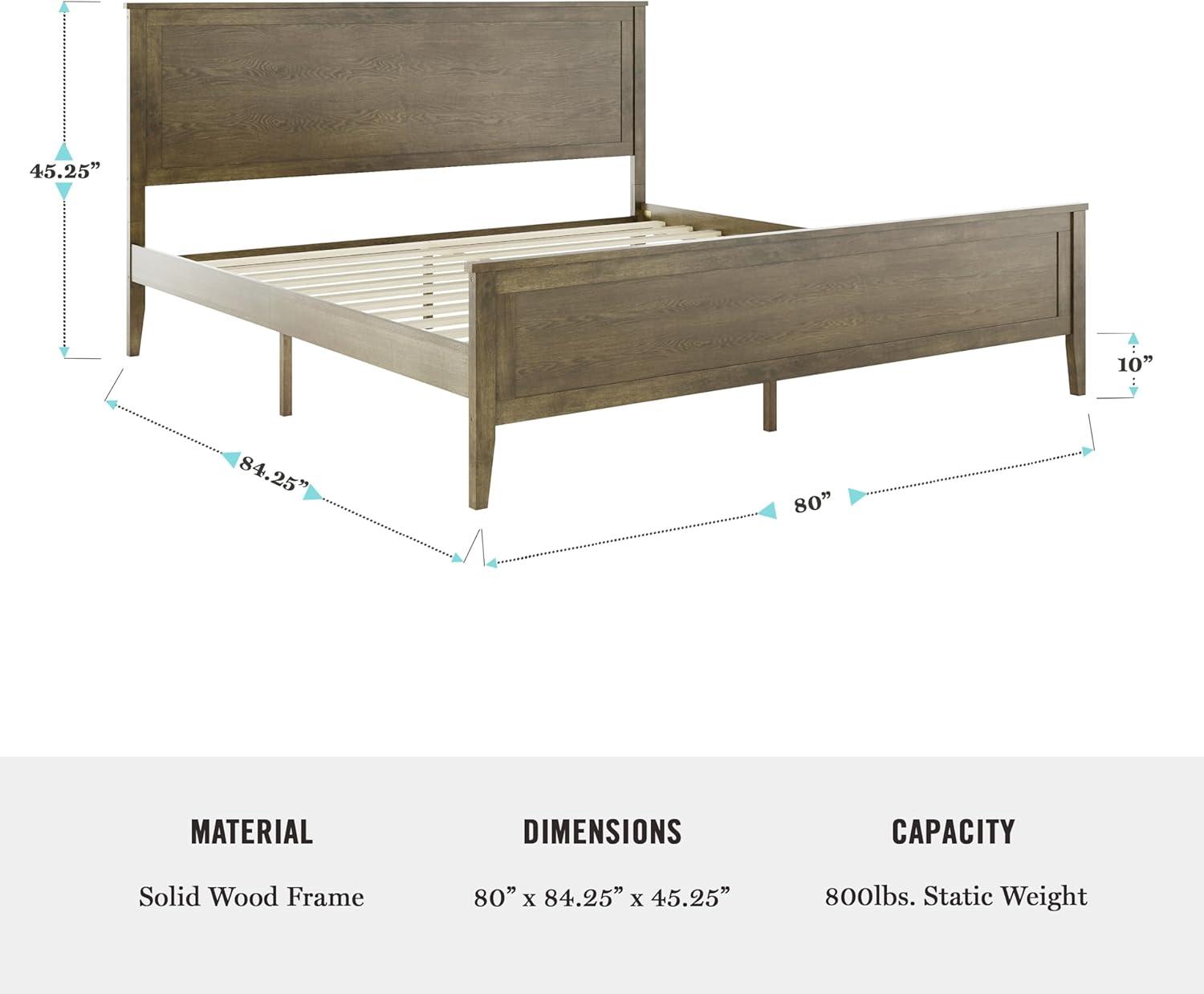 imageMartha Stewart Corbin Solid Wood Platform Bed with Wooden Headboard and Footboard Wood Slat Foundation No Box Spring Needed King Brown GrayBrown Gray