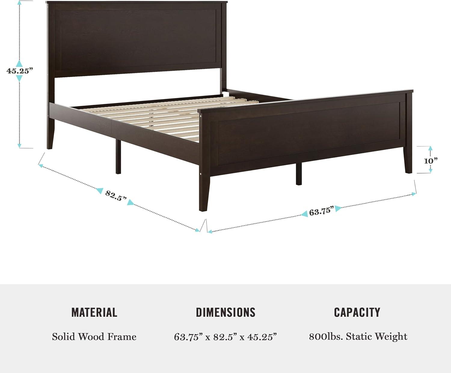imageMartha Stewart Corbin Solid Wood Platform Bed with Wooden Headboard and Footboard Wood Slat Foundation No Box Spring Needed King Brown GrayDark Brown