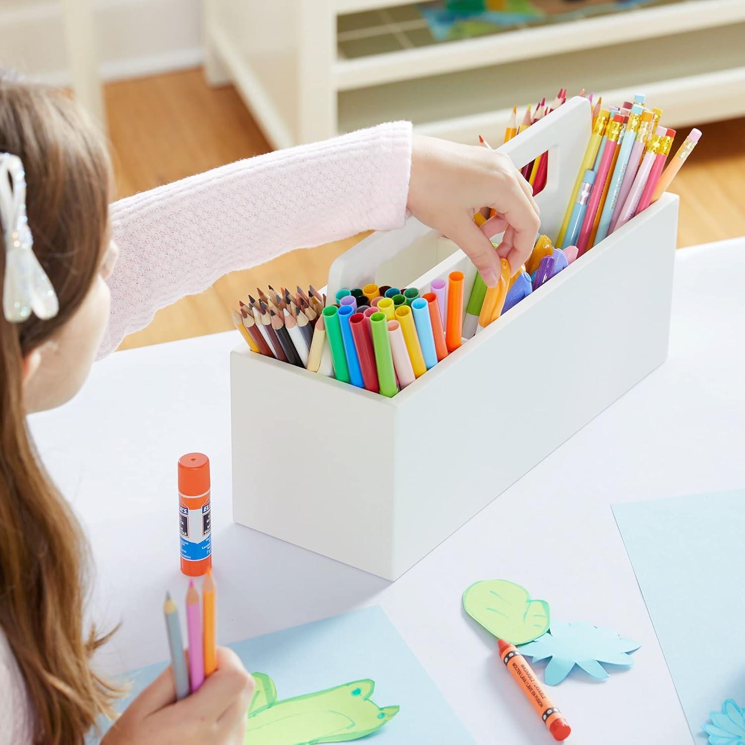 imageMartha Stewart Crafting Kids Wall Caddy Linen White Arts and Crafts Supply Storage Lightweight Wooden CaddyLinen White