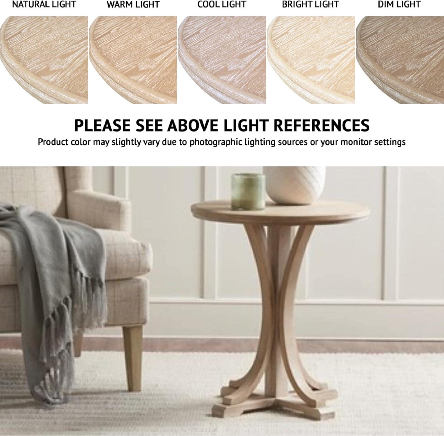 imageMartha Stewart Fatima Accent Tables Modern MidCentury Rustic Pedestal Design Round Tabletop Living Room Furniture Occasional Piece Dia 21 X 24 Wheat