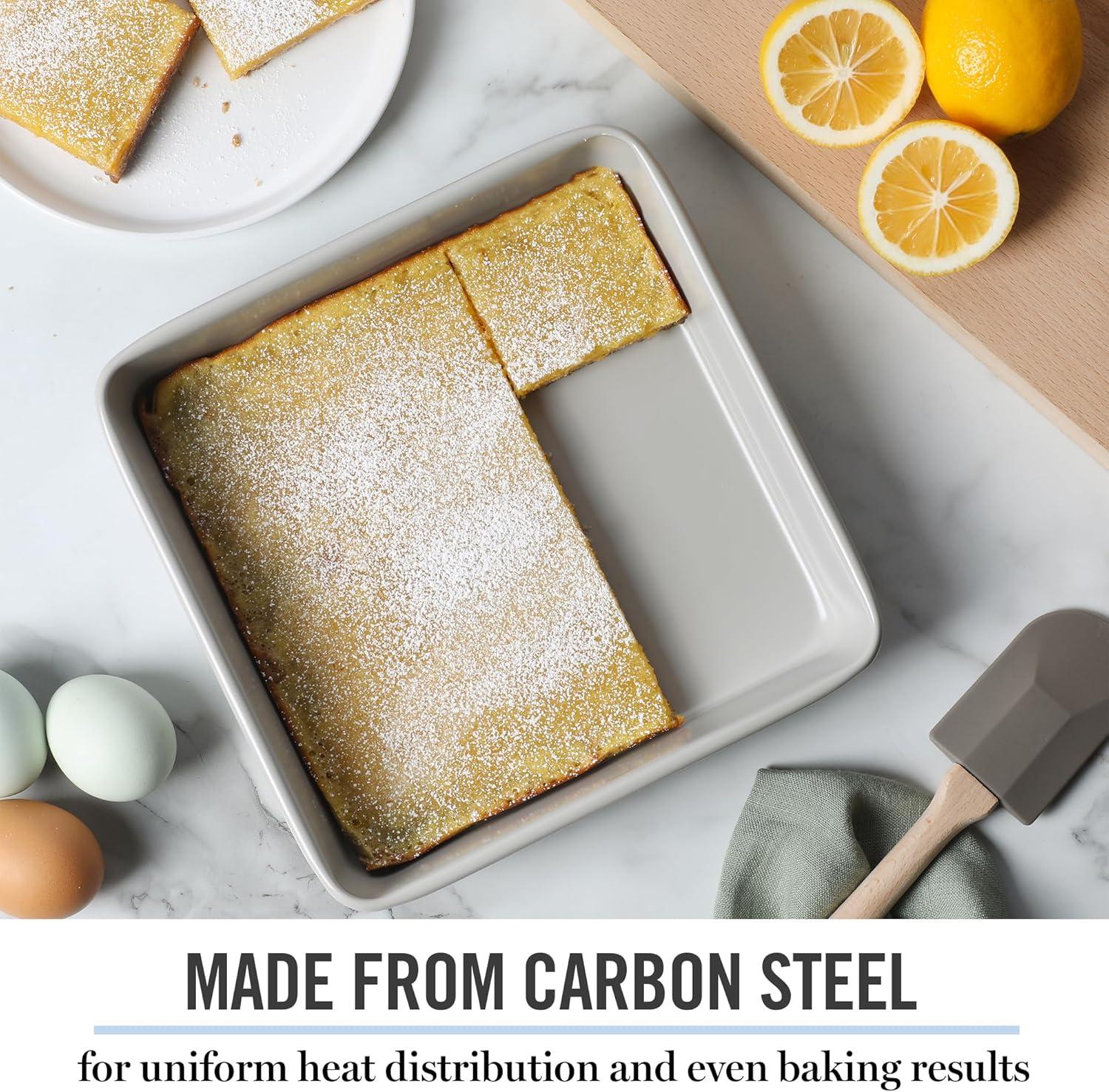 imageMartha Stewart Gallen 9Inch Nonstick Carbon Steel Loaf Pan Teal Durable Bakeware for Even Baking and Easy ReleaseCool Gray