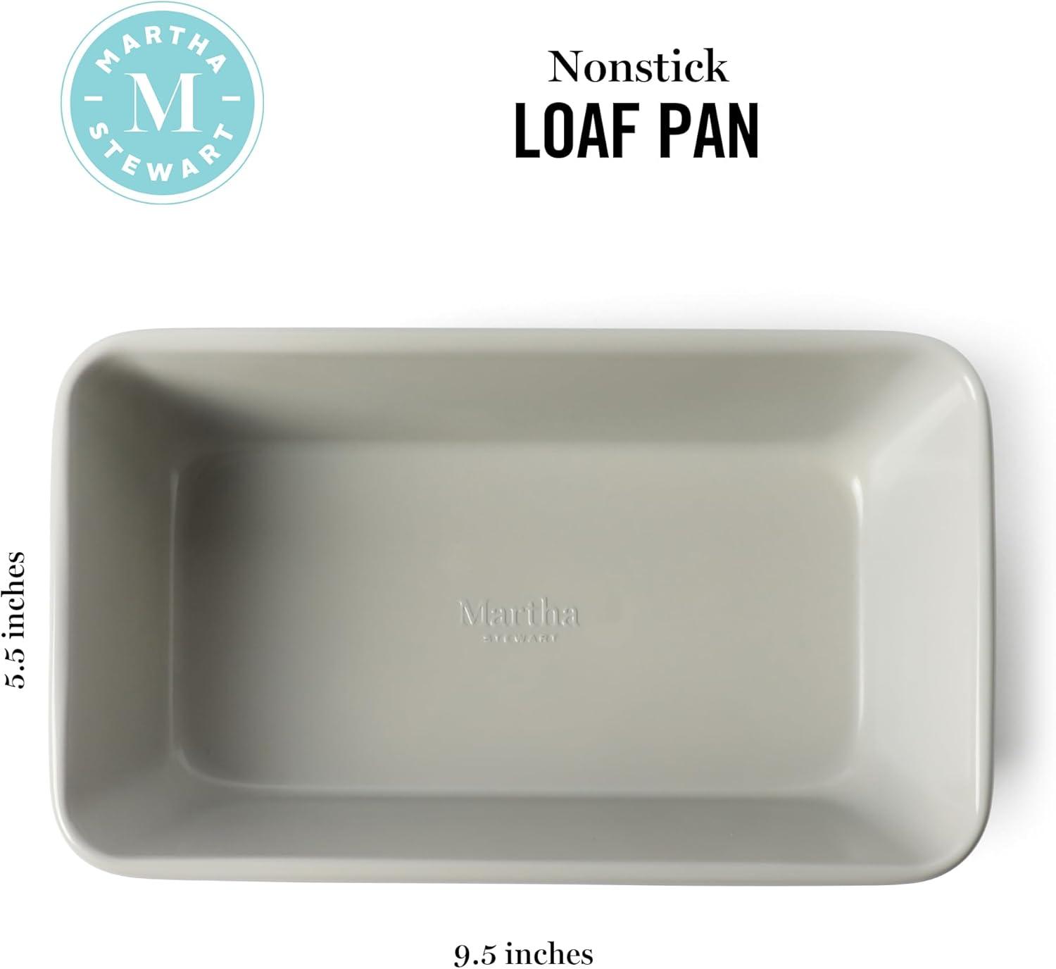 imageMartha Stewart Gallen 9Inch Nonstick Carbon Steel Loaf Pan Teal Durable Bakeware for Even Baking and Easy ReleaseCool Gray
