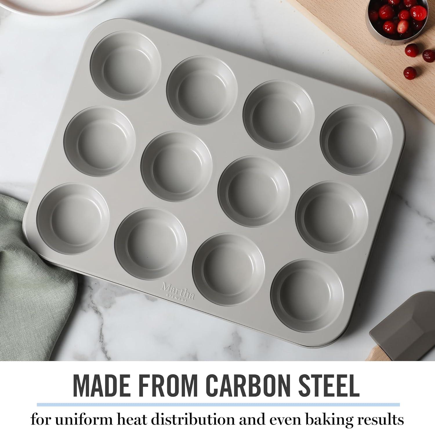 imageMartha Stewart Gallen 9Inch Nonstick Carbon Steel Loaf Pan Teal Durable Bakeware for Even Baking and Easy ReleaseCool Gray