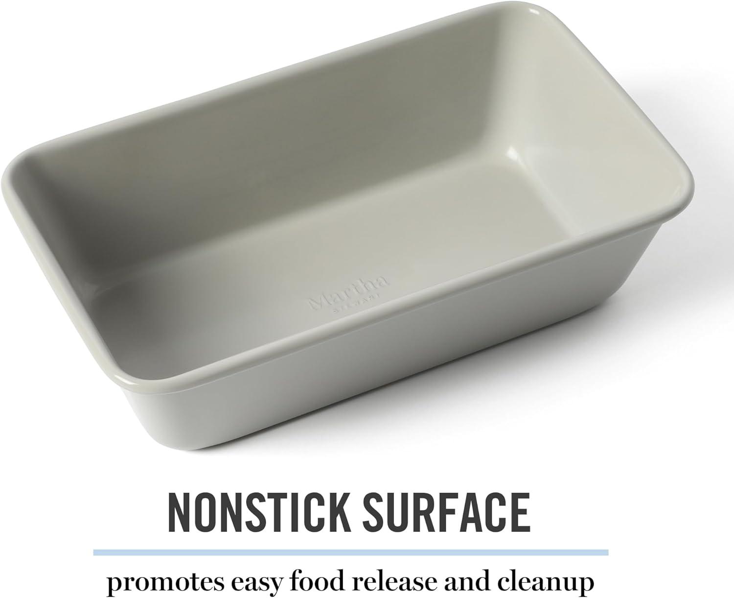 imageMartha Stewart Gallen 9Inch Nonstick Carbon Steel Loaf Pan Teal Durable Bakeware for Even Baking and Easy ReleaseCool Gray
