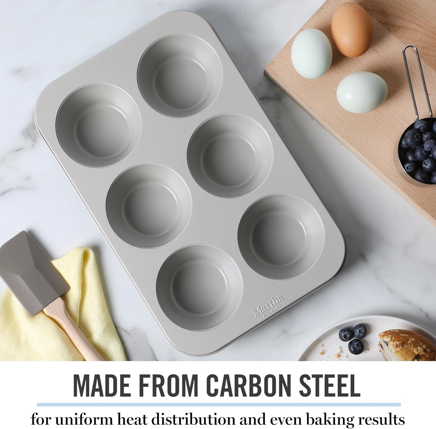 imageMartha Stewart Gallen 9Inch Nonstick Carbon Steel Loaf Pan Teal Durable Bakeware for Even Baking and Easy ReleaseCool Gray
