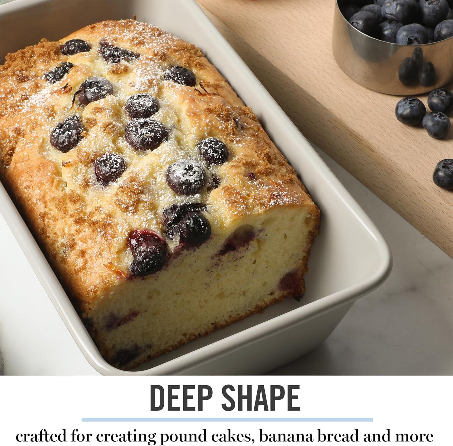 imageMartha Stewart Gallen 9Inch Nonstick Carbon Steel Loaf Pan Teal Durable Bakeware for Even Baking and Easy ReleaseCool Gray
