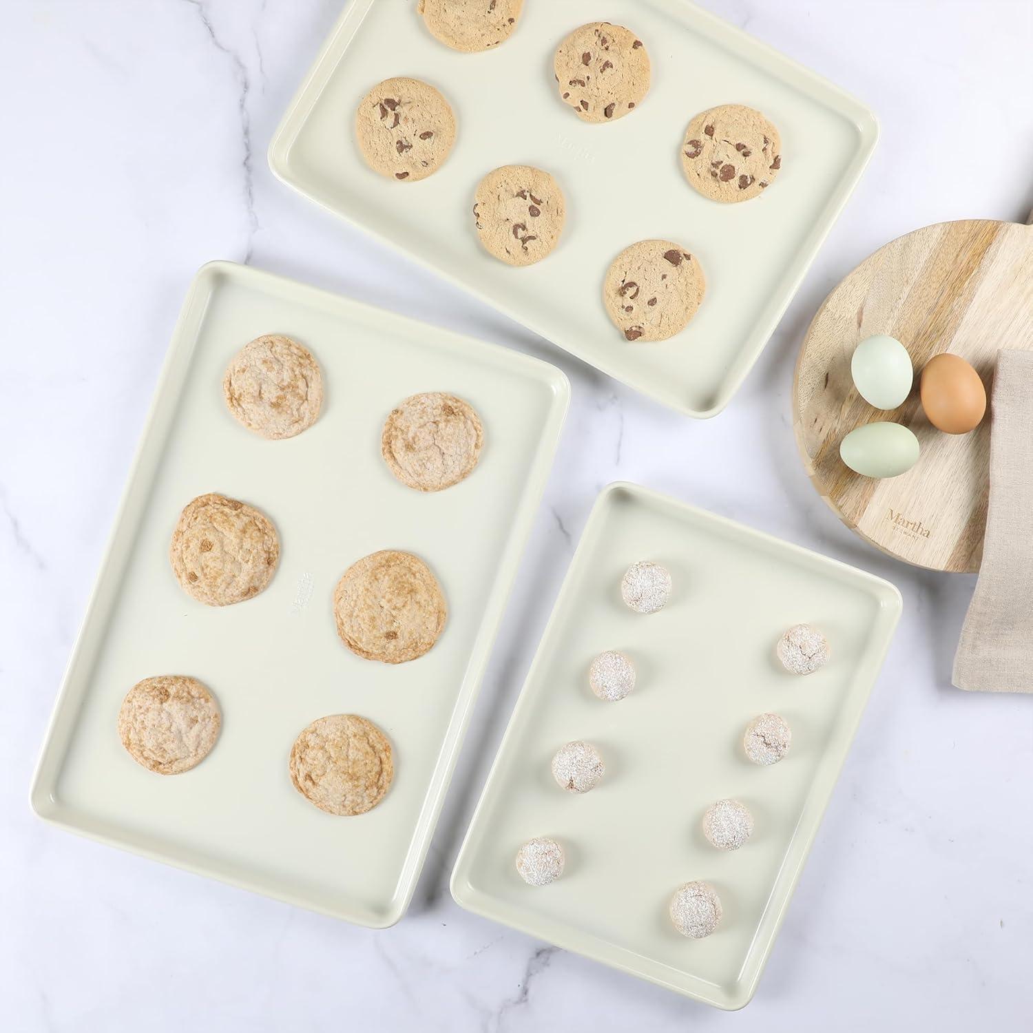 imageMartha Stewart Gallen 9Inch Nonstick Carbon Steel Loaf Pan Teal Durable Bakeware for Even Baking and Easy ReleaseLinen White Set