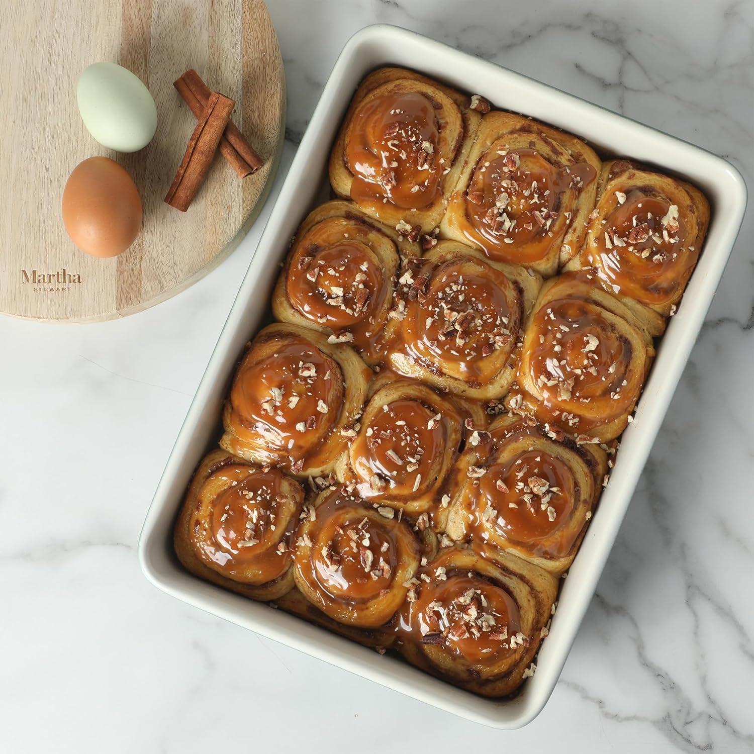 imageMartha Stewart Gallen 9Inch Nonstick Carbon Steel Loaf Pan Teal Durable Bakeware for Even Baking and Easy ReleaseLinen White Set