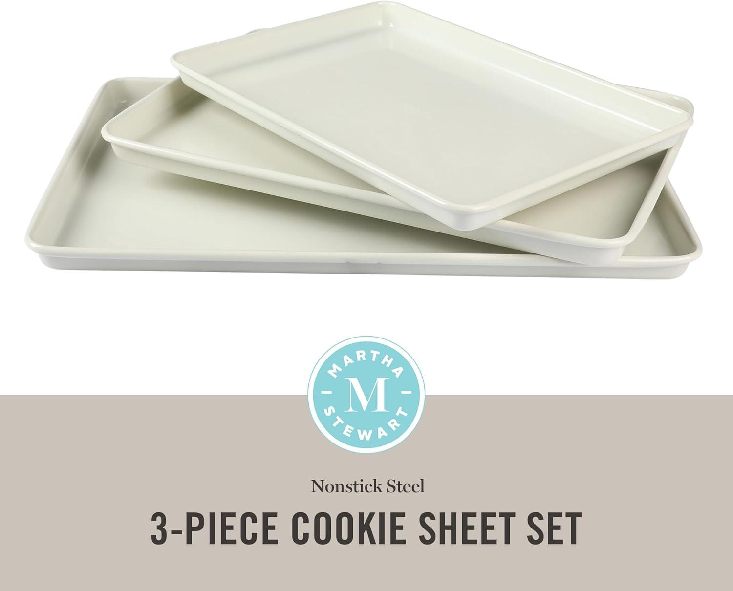 imageMartha Stewart Gallen 9Inch Nonstick Carbon Steel Loaf Pan Teal Durable Bakeware for Even Baking and Easy ReleaseLinen White Set