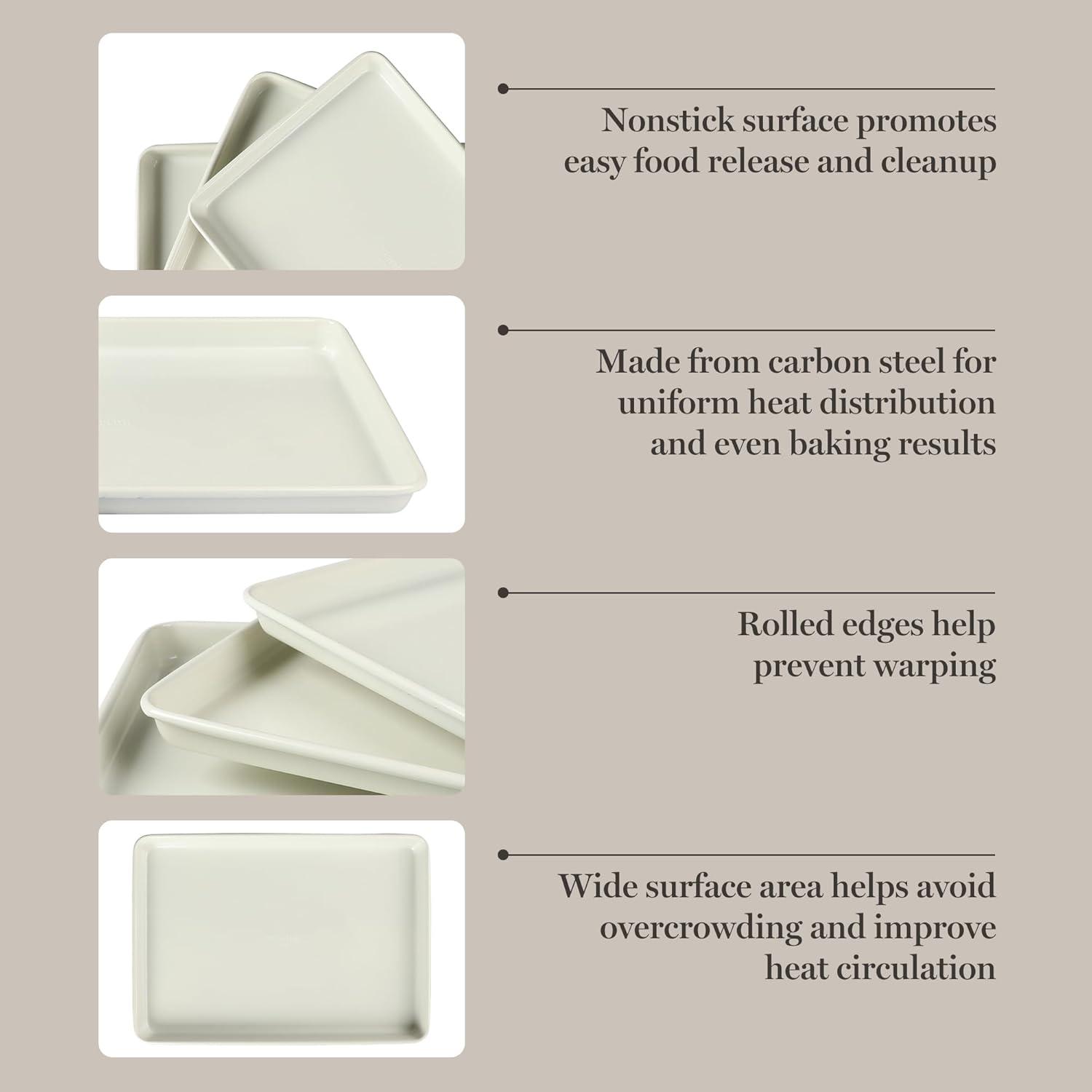 imageMartha Stewart Gallen 9Inch Nonstick Carbon Steel Loaf Pan Teal Durable Bakeware for Even Baking and Easy ReleaseLinen White Set