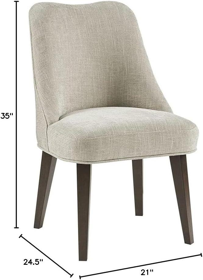 imageMartha Stewart Holls A Pair Dining Chairs Swoop Arm Curved Upholstered Back Round Piping Foam Seat Cushion Modern Kitchen Furniture Dark Finished Solid Wood Legs 35 H Beige 2 PieceHolls