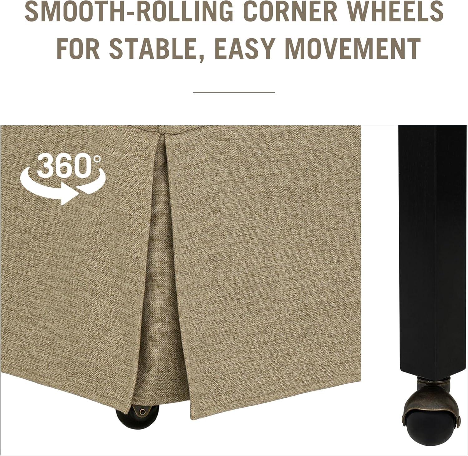 imageMartha Stewart London Upholstered Skirted Dining Arm Chair with Casters Curved Back Removable Seat Cushion for Dining Room Home Office or Living Space Light BlueBeige