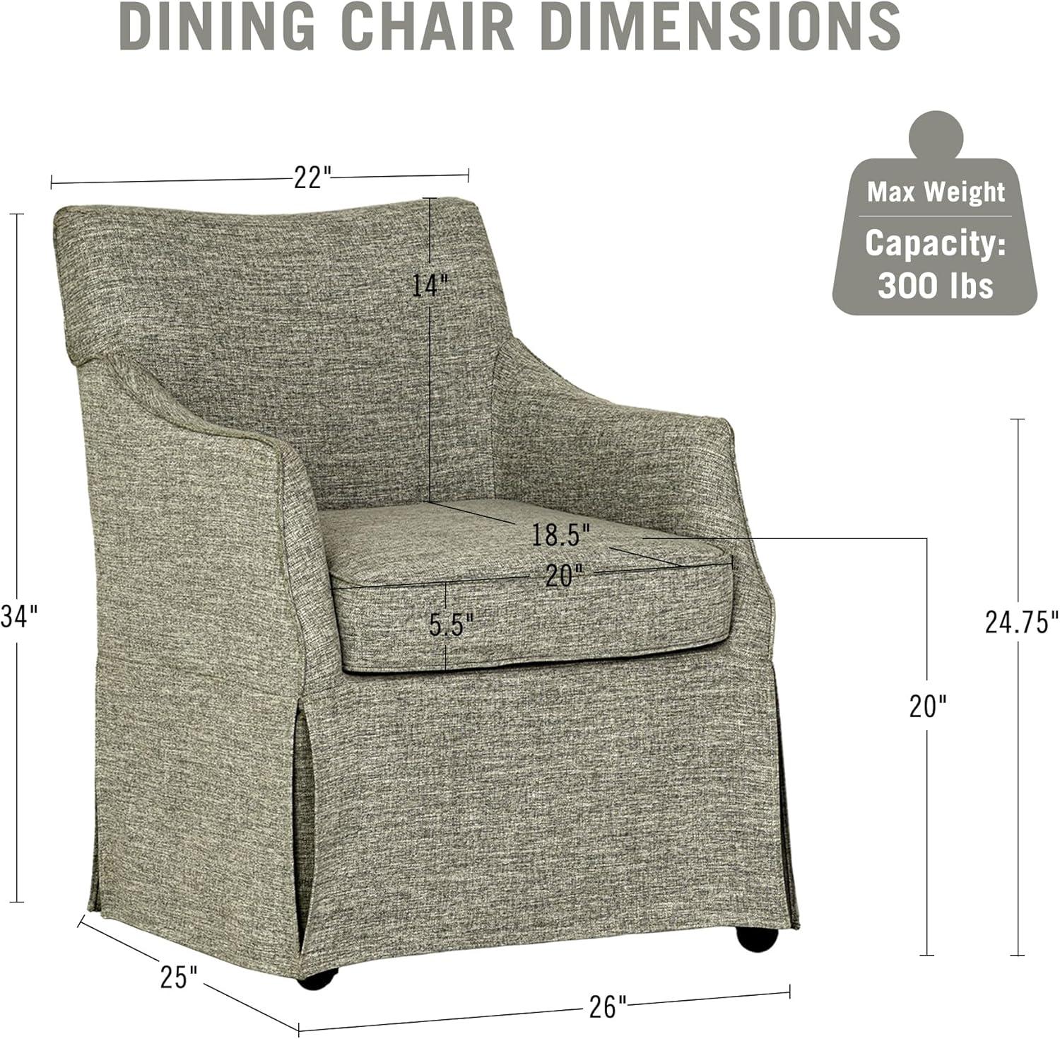 imageMartha Stewart London Upholstered Skirted Dining Arm Chair with Casters Curved Back Removable Seat Cushion for Dining Room Home Office or Living Space Light BlueGrey