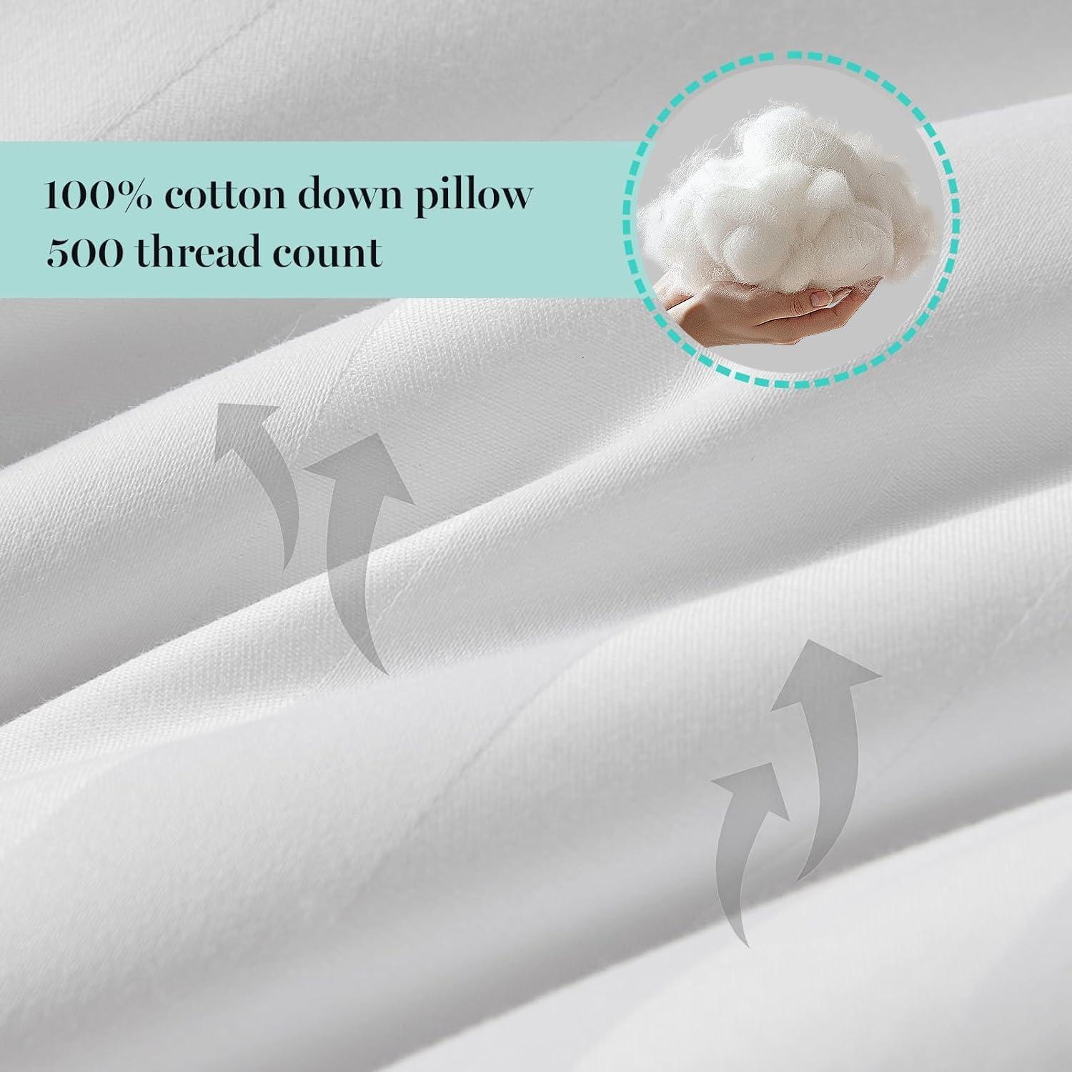 imageMartha Stewart Medium Soft Feather Down 100 Cotton 500 Thread Count Damask Stripe Embroidered Queen Size Set of 2White