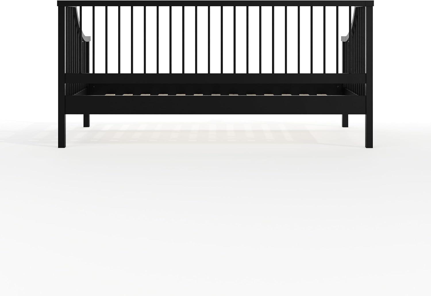 imageMartha Stewart Neely Platform Daybed with Wood Spindles Solid Wood Frame No Box Spring Needed Twin Size GrayBlack
