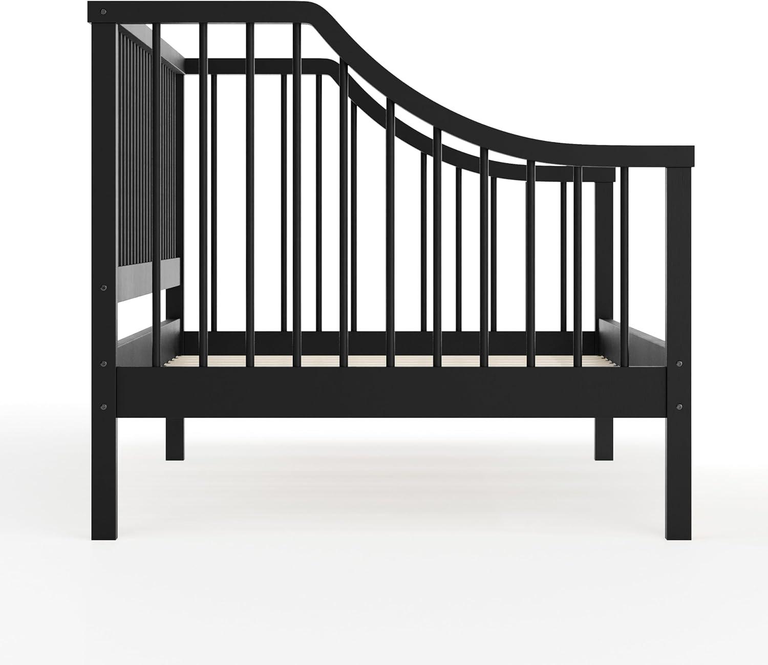 imageMartha Stewart Neely Platform Daybed with Wood Spindles Solid Wood Frame No Box Spring Needed Twin Size GrayBlack