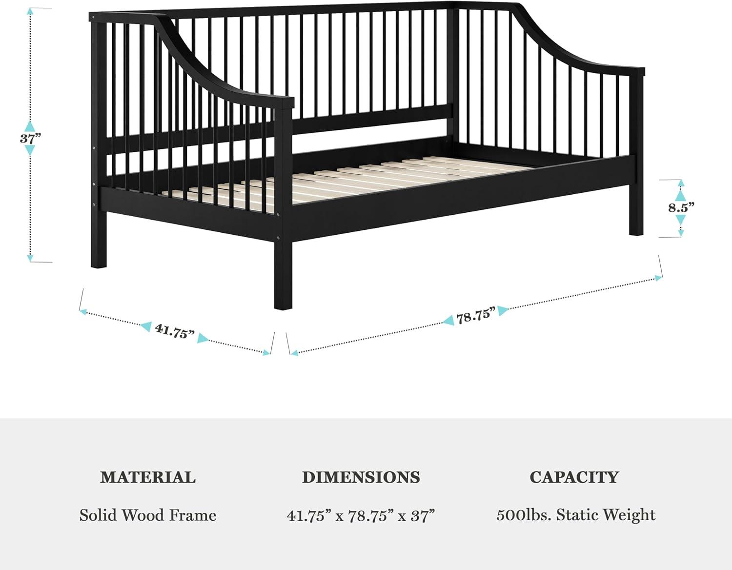 imageMartha Stewart Neely Platform Daybed with Wood Spindles Solid Wood Frame No Box Spring Needed Twin Size GrayBlack