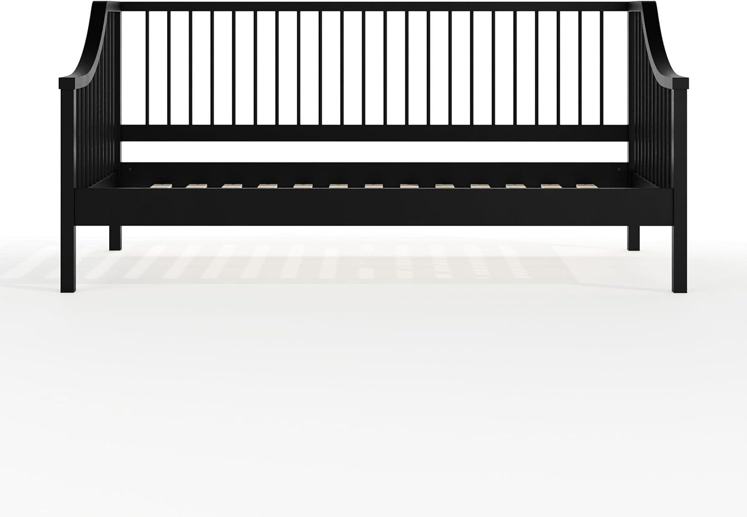 imageMartha Stewart Neely Platform Daybed with Wood Spindles Solid Wood Frame No Box Spring Needed Twin Size GrayBlack