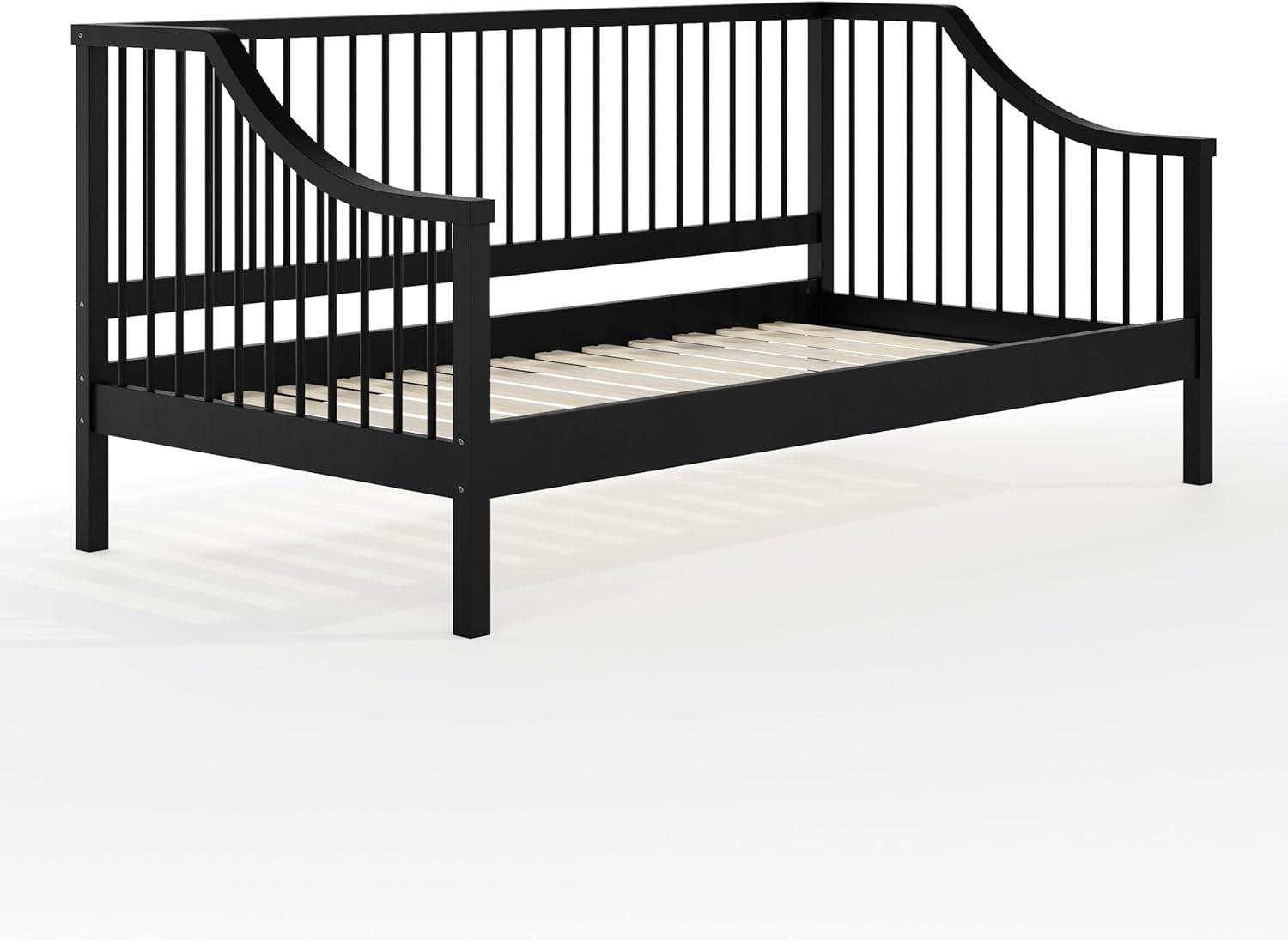 imageMartha Stewart Neely Platform Daybed with Wood Spindles Solid Wood Frame No Box Spring Needed Twin Size GrayBlack