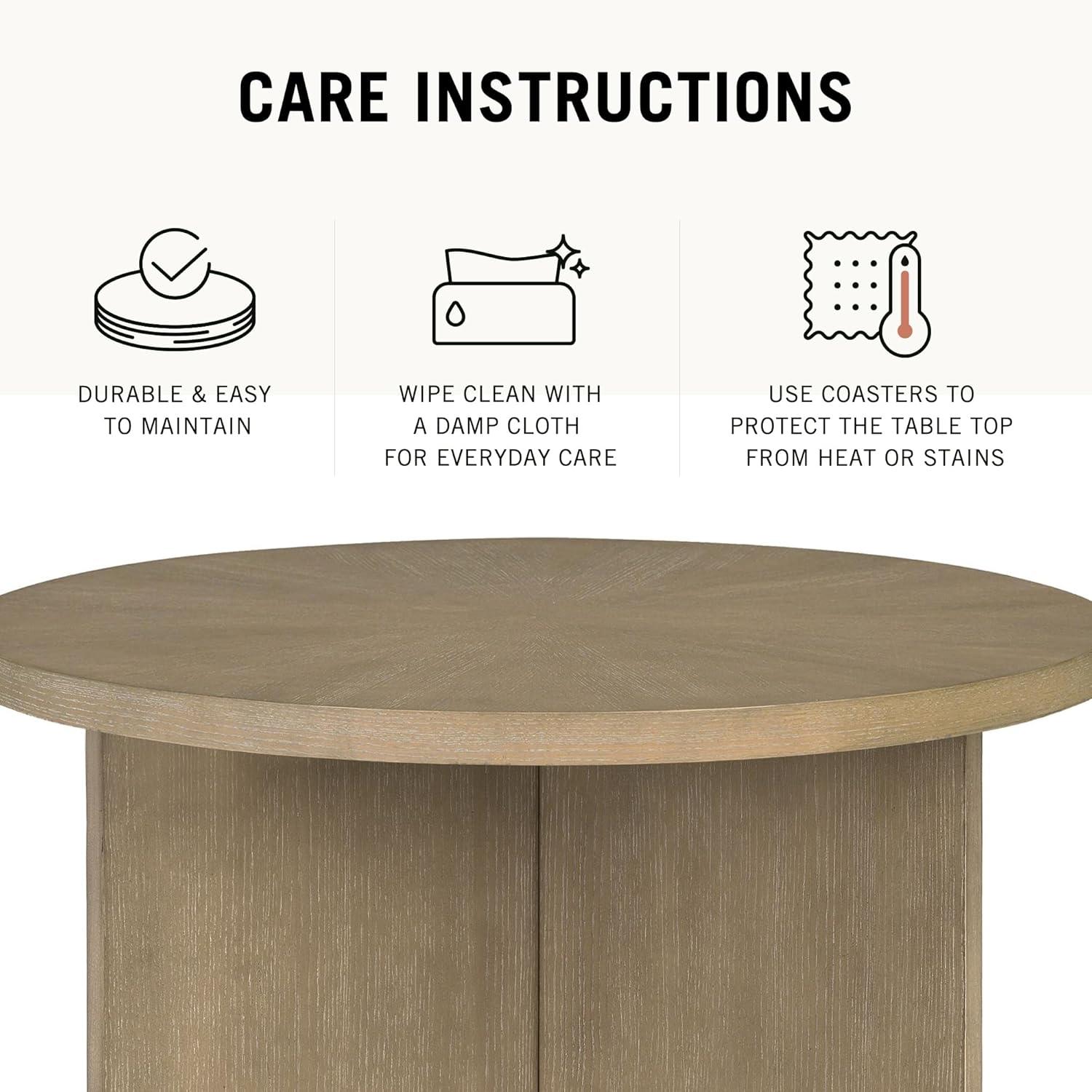 imageMartha Stewart Sadie Round Coffee Table Starburst Veneer Top Walnut Brown Wood Finish Modern Accent for Living Room Lounge or Sitting Area 22 x Dia 24 HReclaimed Greige