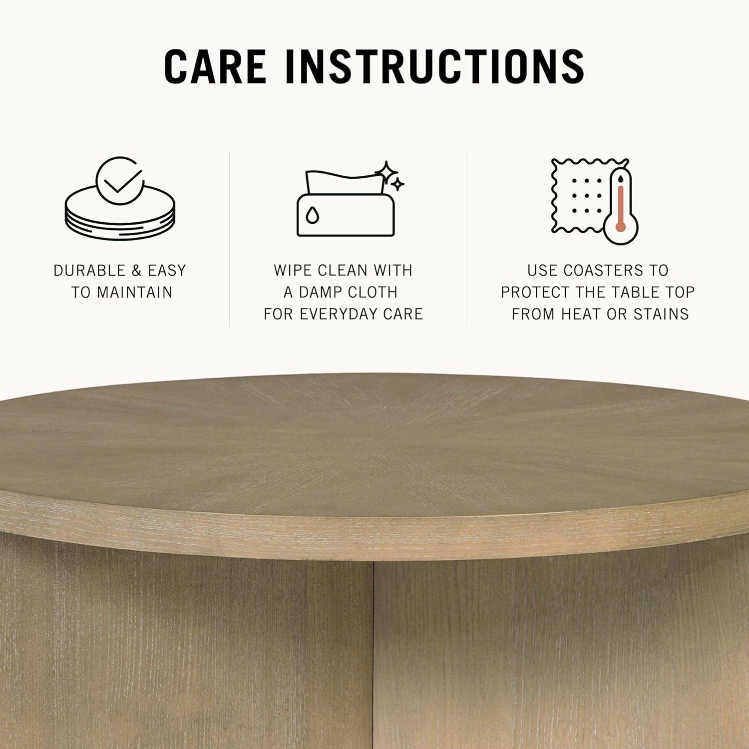 imageMartha Stewart Sadie Round Coffee Table Starburst Veneer Top Walnut Brown Wood Finish Modern Accent for Living Room Lounge or Sitting Area 22 x Dia 24 HReclaimed Greige