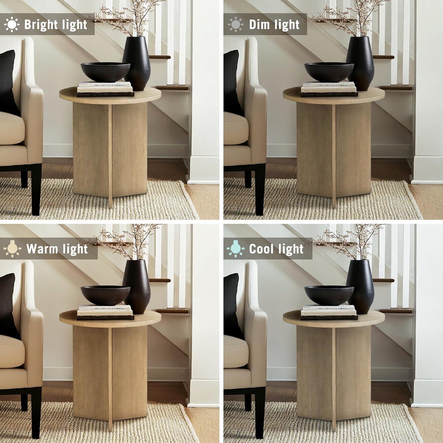 imageMartha Stewart Sadie Round Coffee Table Starburst Veneer Top Walnut Brown Wood Finish Modern Accent for Living Room Lounge or Sitting Area 22 x Dia 24 HReclaimed Greige