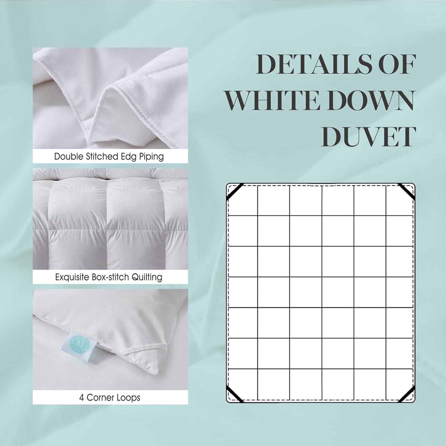 imageMartha Stewart Tencel Lyocell Cotton Blend Hungarian White Goose Down Feather Comforter King Size750 Fill Power All Seasons Warmth Lightweight Duvet Insert Made in USA 106 x 90FullQueen