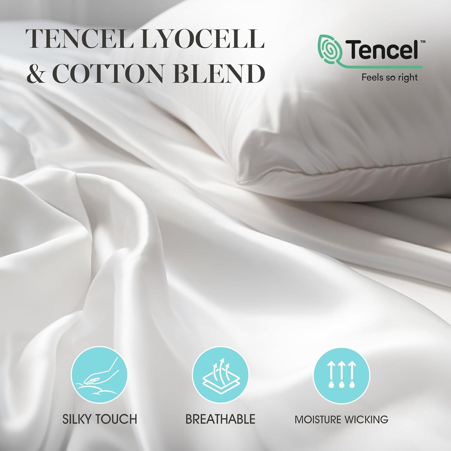 imageMartha Stewart Tencel Lyocell Cotton Blend Hungarian White Goose Down Feather Comforter King Size750 Fill Power All Seasons Warmth Lightweight Duvet Insert Made in USA 106 x 90FullQueen