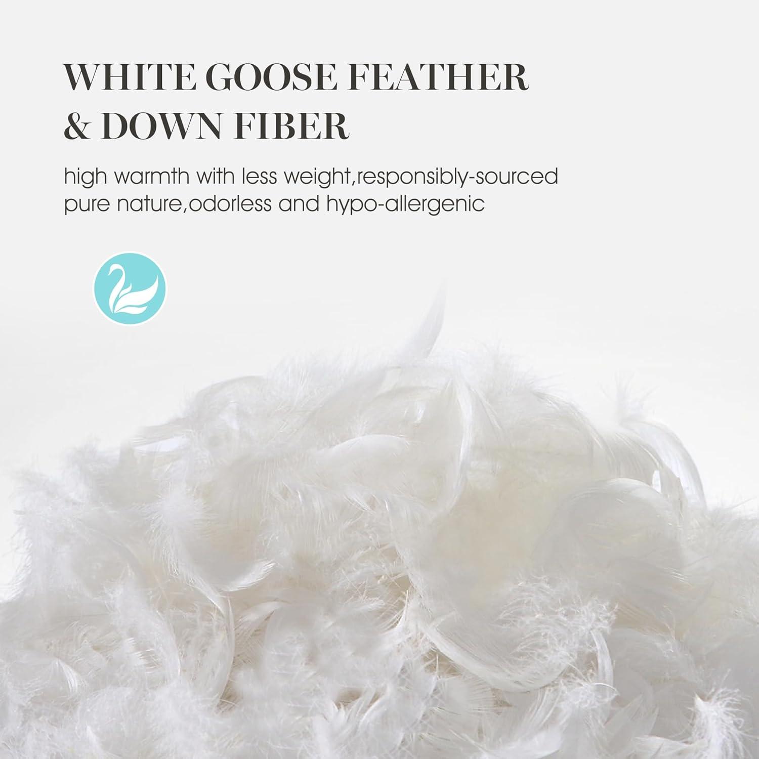imageMartha Stewart Tencel LyocellCotton Blend White Goose Feather and Down Fiber Comforter Medium Weight All Season Warmth FullQueen SizeFullQueen